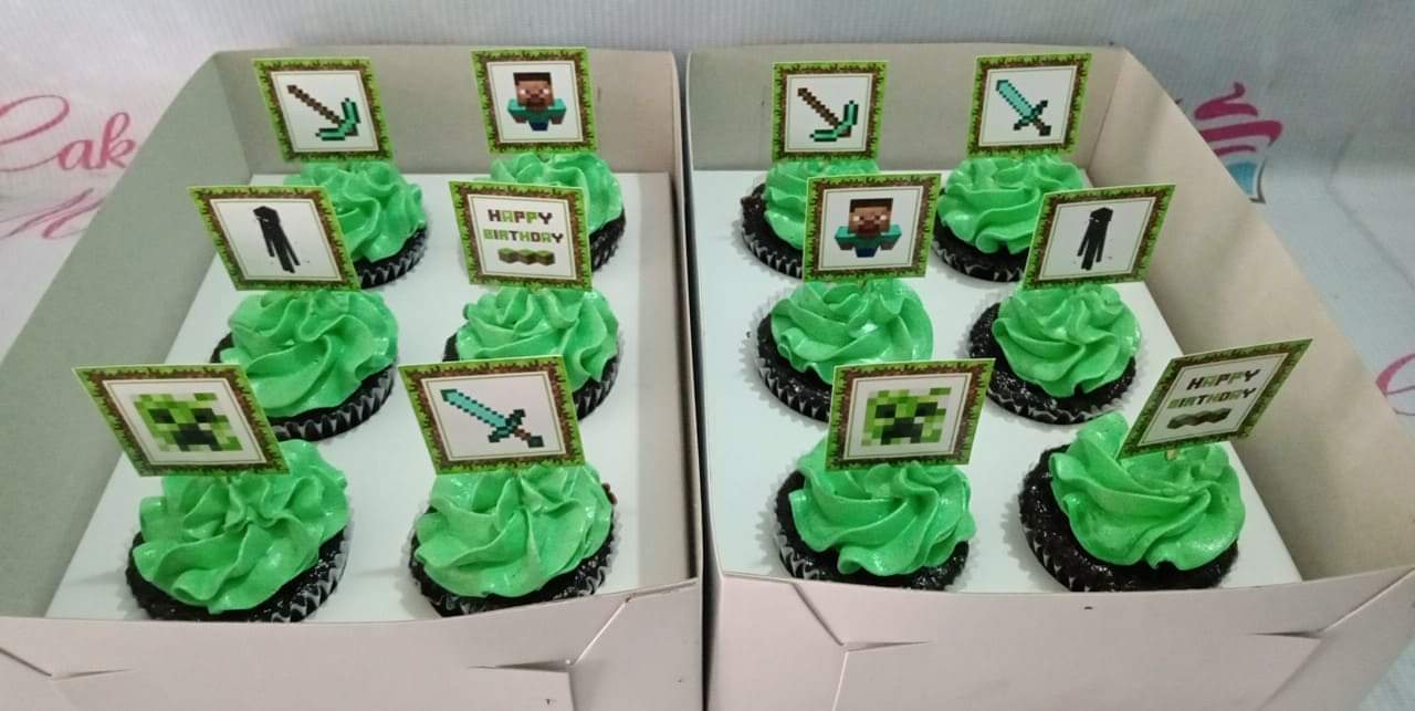 Cupcakes thème Minecraft sur commande à la Réunion! – Délicecupcakes