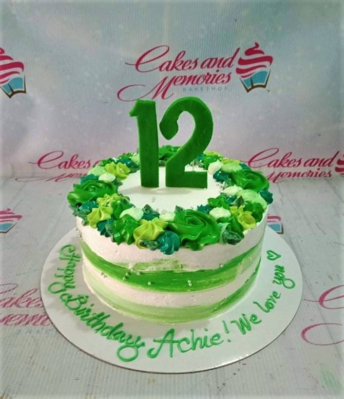 Peachy Green Floral Cake with Topper – Crave by Leena