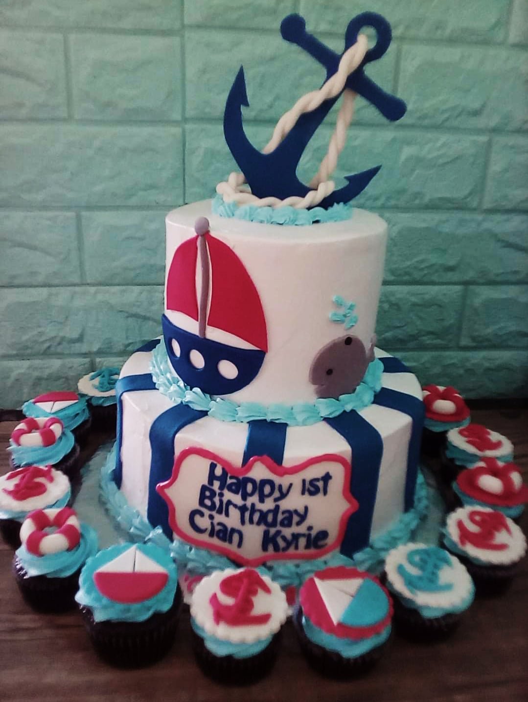 2 layers, 2 tier, 2 tiers, 2layer, 2tier, Birthday Cakes, Customized Cakes, double layer, Marine, Maritime, Naval, Non Rush, NonRush, NORMALdelivery, Seaman, Sheet3, Stripes