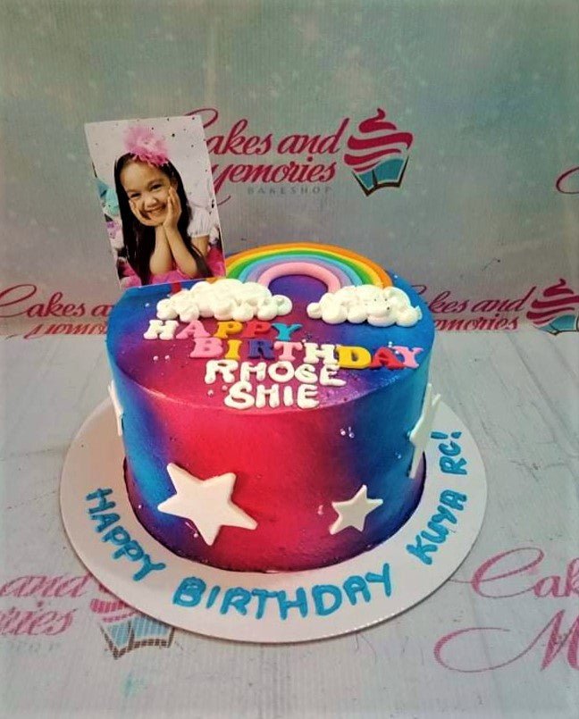 1 layer, 1 tier, 1layer, 1tier, Birthday Cakes, Customized Cakes, Non Rush, NonRush,  Printout Topper, Rainbow, Sheet5, Stars