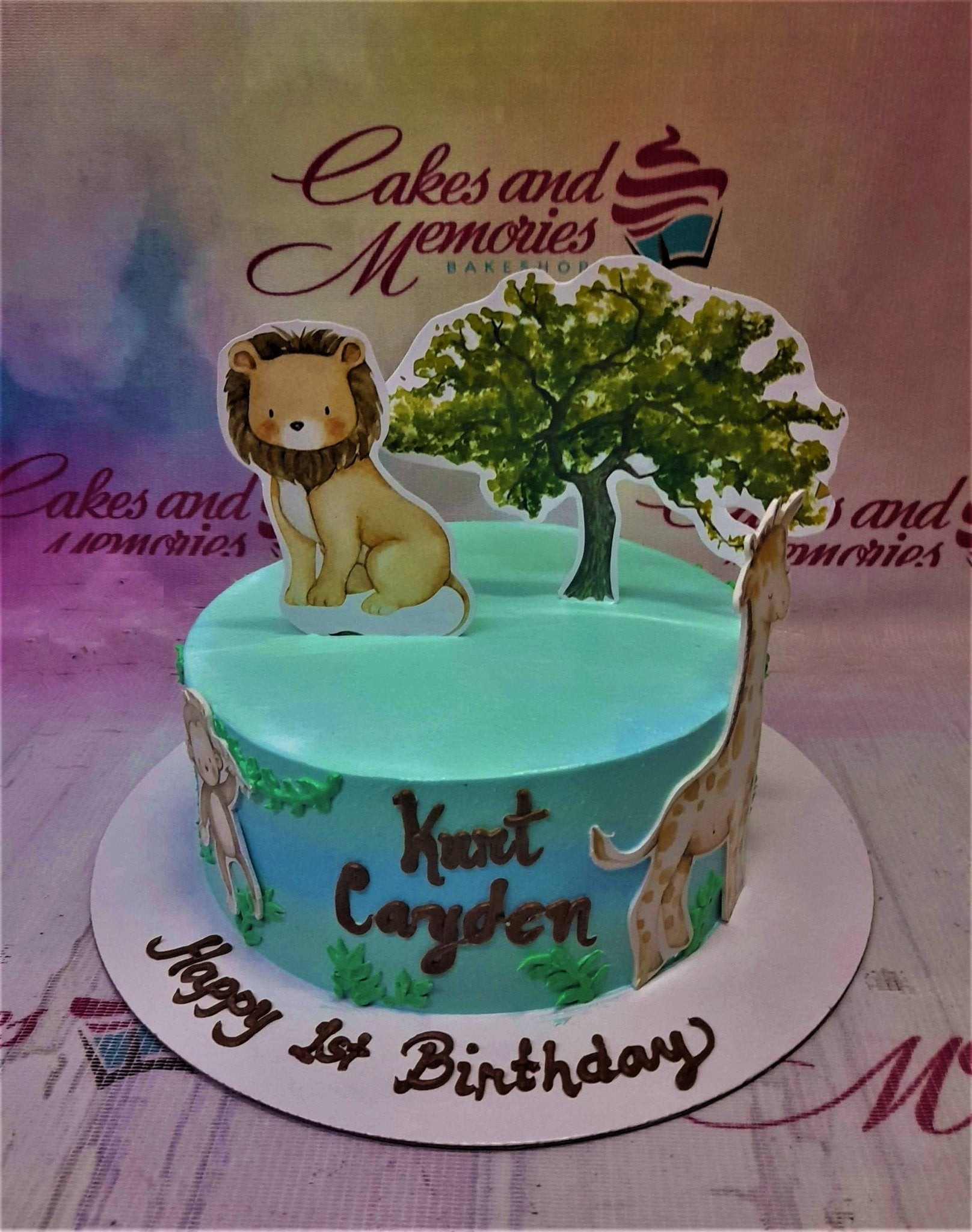 1 layer, 1 tier, 1layer, 1tier, animals, baby, Birthday Cakes, Customized Cakes, Giraffe, Great for 1st Birthday Cakes, jungle, Lion, one,  Printout Topper, Rush Orders, RushOrders, safari, Sheet3, wild life, Wild one