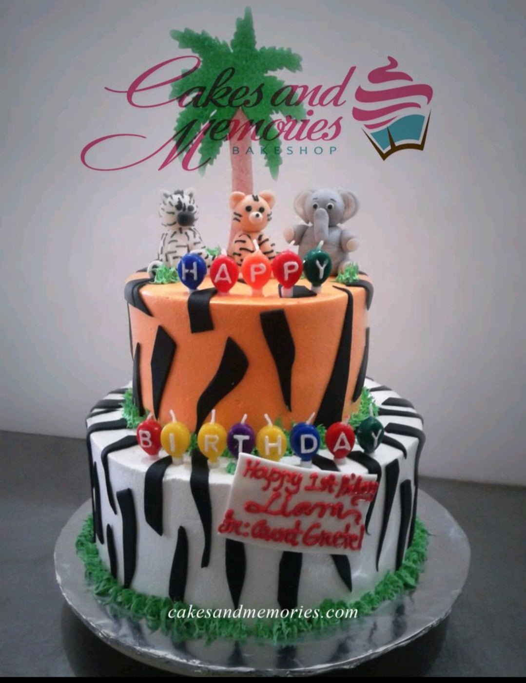 2 layers, 2 tier, 2 tiers, 2layer, 2tier, animals, baby, Birthday Cakes, Customized Cakes, double layer, Elephant, Great for 1st Birthday Cakes, jungle, Lion, Non Rush, NonRush, NORMALdelivery, one, safari, Sheet3, wild life, Zebra