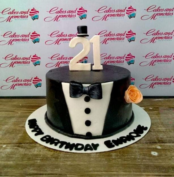 DAD Blue Suit Bow Tie Fondant Cake | YippiiGift
