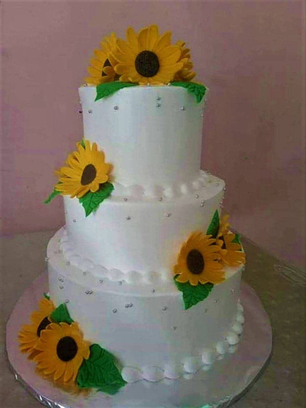 1013) Sunflower Wedding Cake - ABC Cake Shop & Bakery