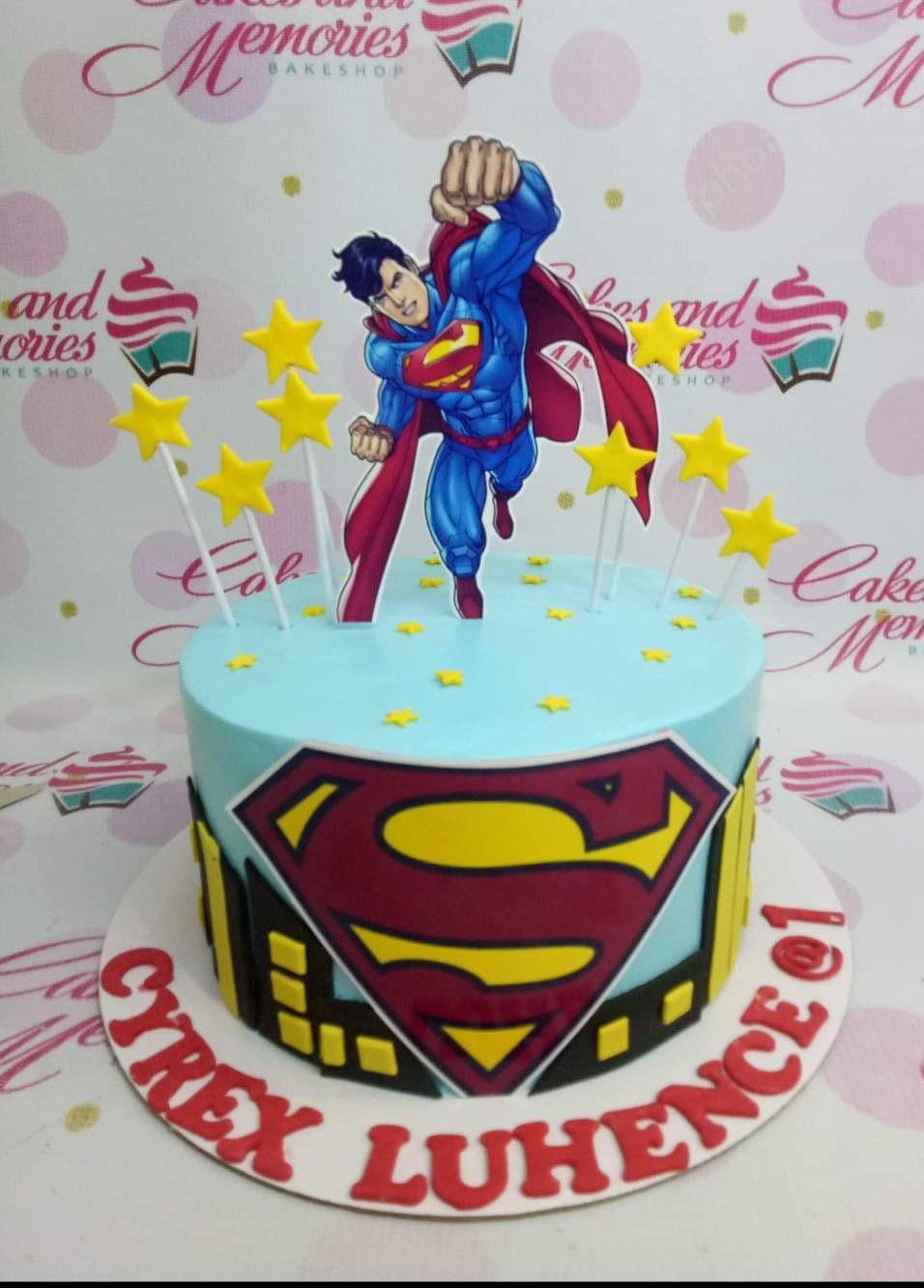 Send happy birthday superman theme number photo cake online by GiftJaipur  in Rajasthan
