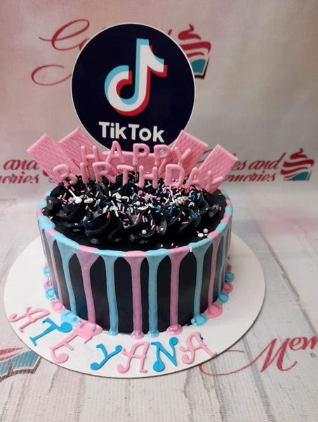 Birthday Pink Cake for a Girl Who Loves To Use Tik Tok App for Creating and  Sharing Videos. Tik Tok and Instagram Social Network Editorial Stock Image  - Image of cupcake, glamour: