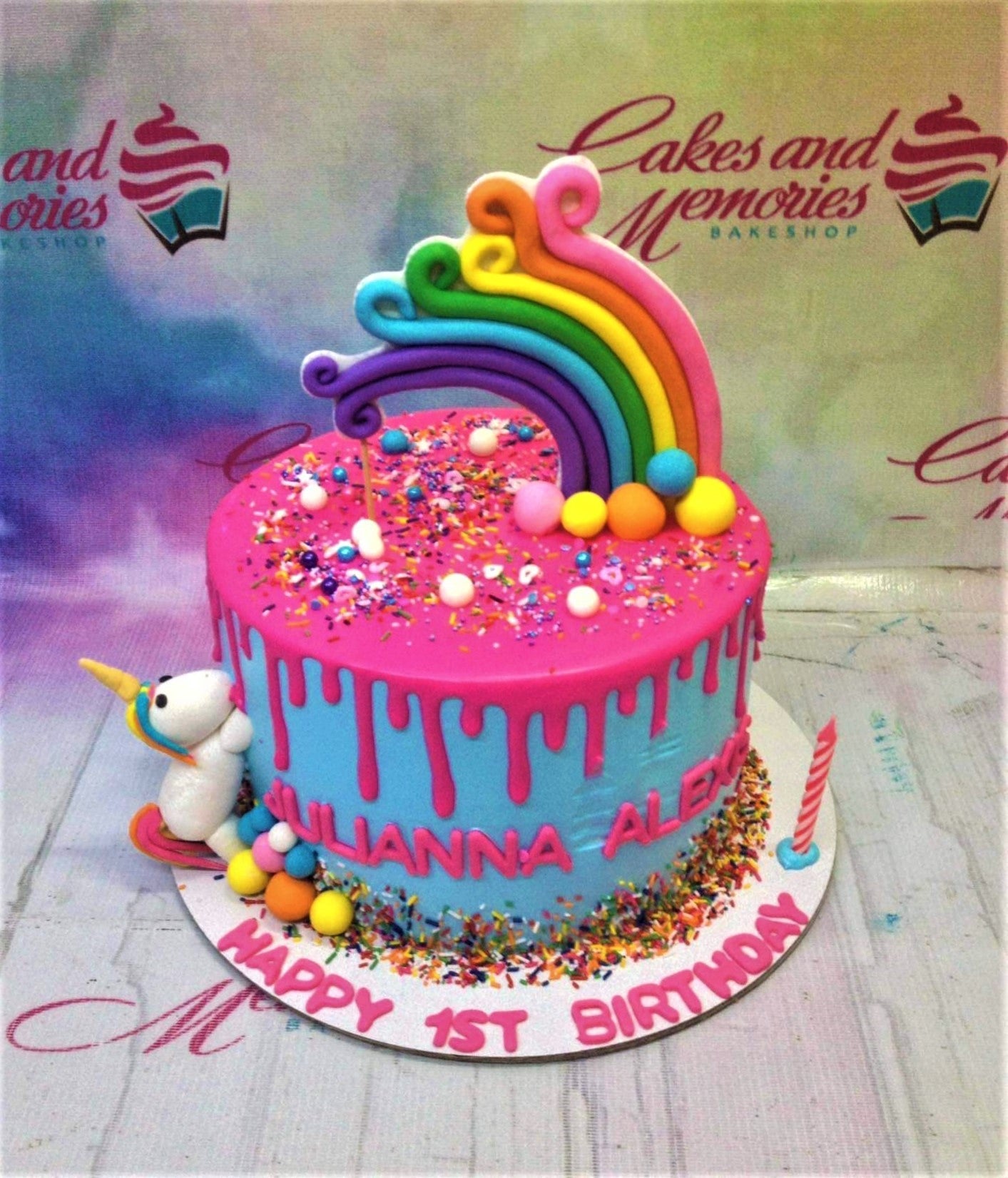 Cute Unicorn Cake Designs : Rainbow Cake with Unicorn for 8th birthday